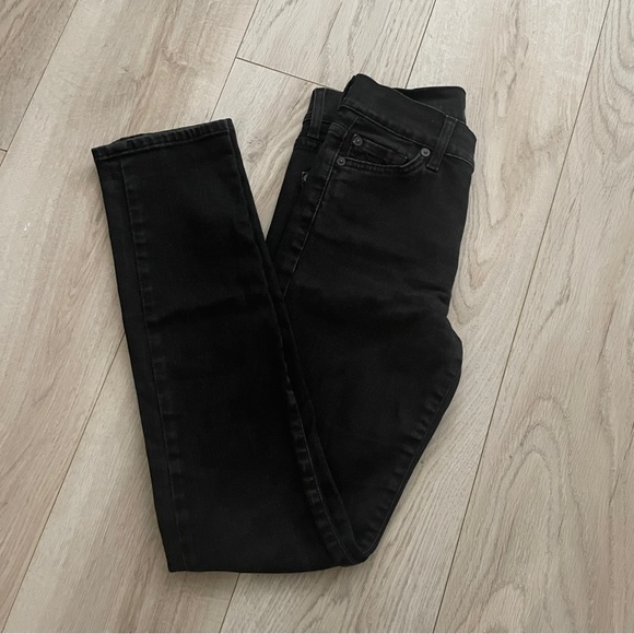 7 For All Mankind Black High Rise Jeans Size 25 Made In Italy - Picture 8 of 13